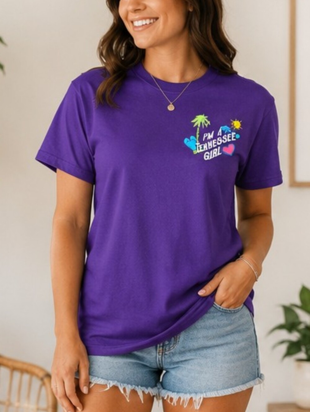 Purple Tennessee Girl Graphic Tee - Women's Short Sleeve Size Medium